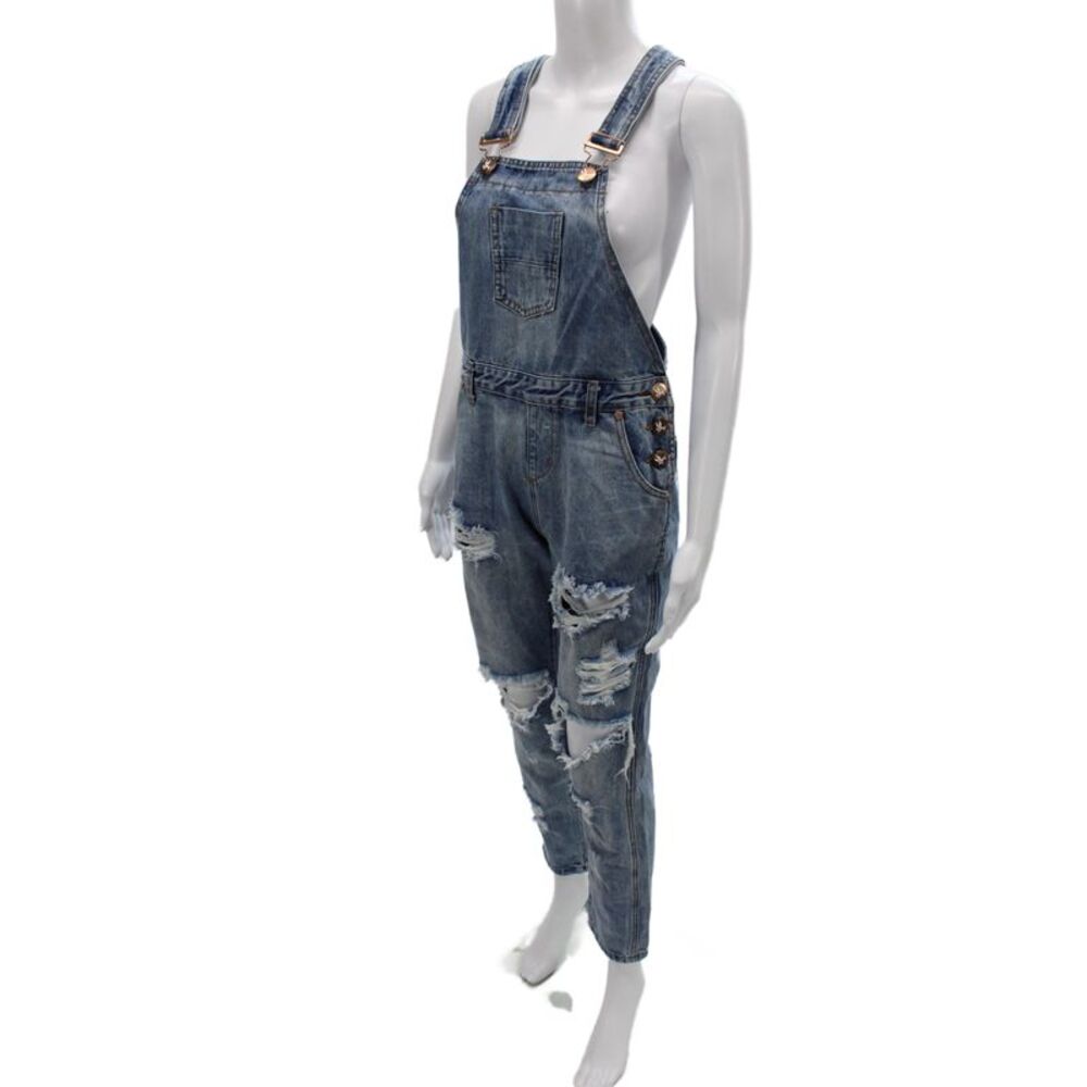 One by One Teaspoon Womens Overall Blue Sleeveless Distressed Size S - Picture 2 of 7
